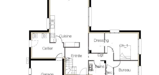Plan de maison Surface terrain 172 m2 - 10 pièces - 4  chambres -  avec garage 