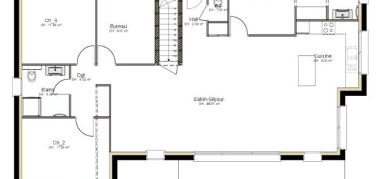 Plan de maison Surface terrain 125 m2 - 6 pièces - 4  chambres -  avec garage 