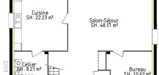 Plan de maison Surface terrain 176 m2 - 7 pièces - 4  chambres -  avec garage 