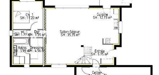 Plan de maison Surface terrain 157 m2 - 8 pièces - 5  chambres -  avec garage 