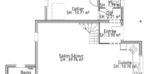 Plan de maison Surface terrain 135 m2 - 5 pièces - 4  chambres -  avec garage 