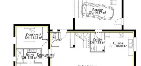 Plan de maison Surface terrain 152 m2 - 8 pièces - 5  chambres -  avec garage 