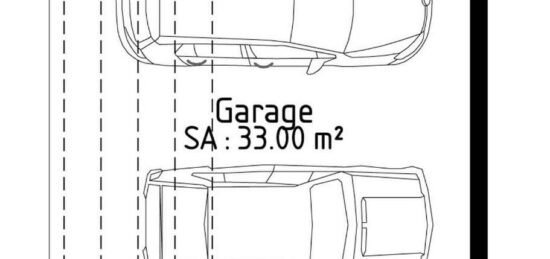 Plan de maison Surface terrain 33 m2 - 1 pièce - 1  chambre -  avec garage 
