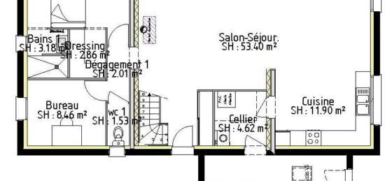 Plan de maison Surface terrain 152 m2 - 8 pièces - 5  chambres -  avec garage 