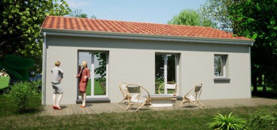 Plan de maison Surface terrain 65 m2 - 4 pièces - 2  chambres -  avec garage 